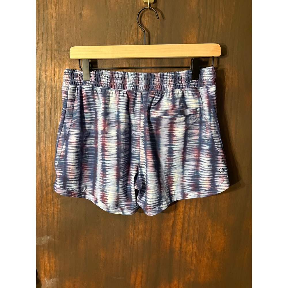 Athleta Girl Tie Dye Active Shorts Blue Purple XXL 16 Zipper Pockets Kids Gym - Picture 3 of 5